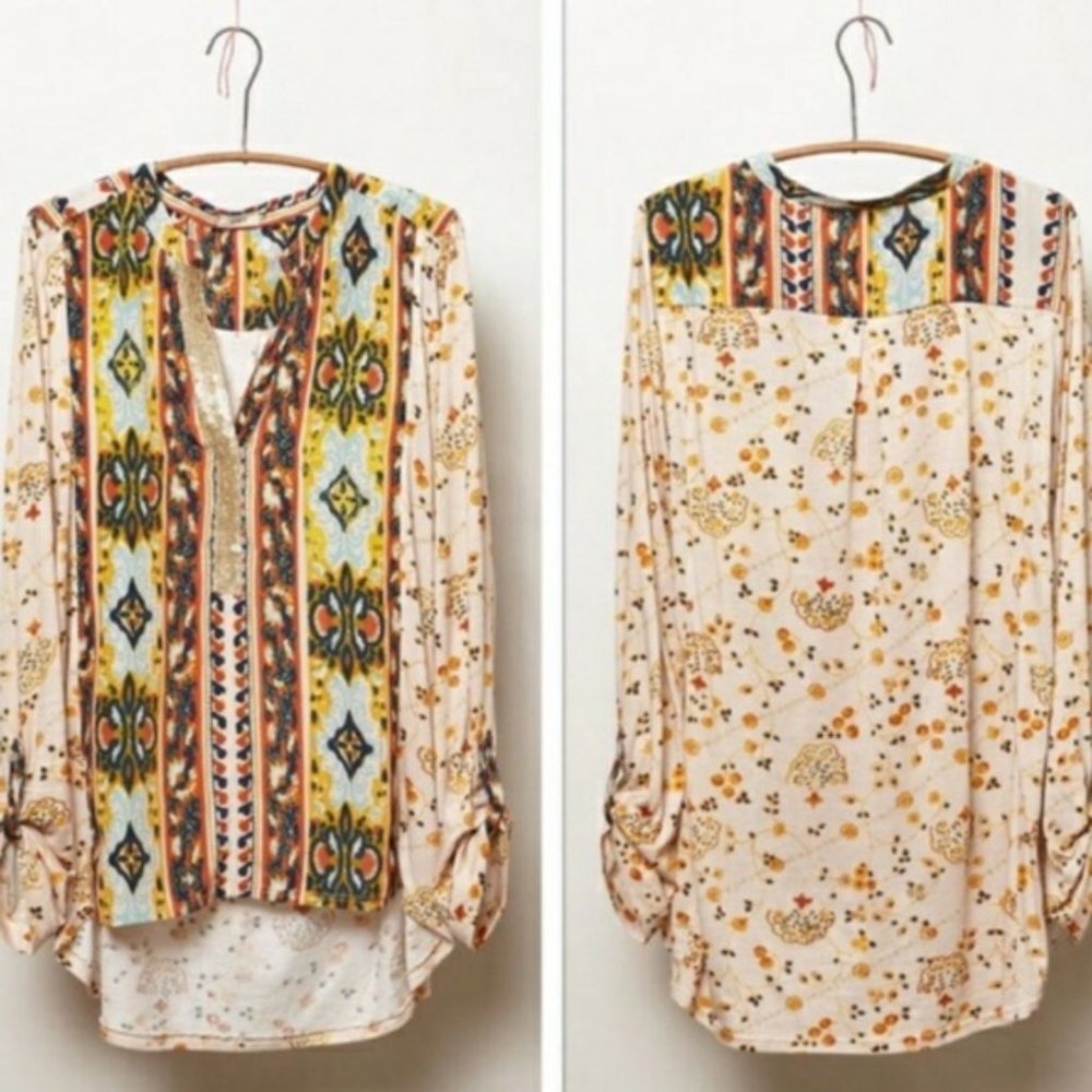 Anthropologie Tiny Devas Sequin Popover Tunic Top